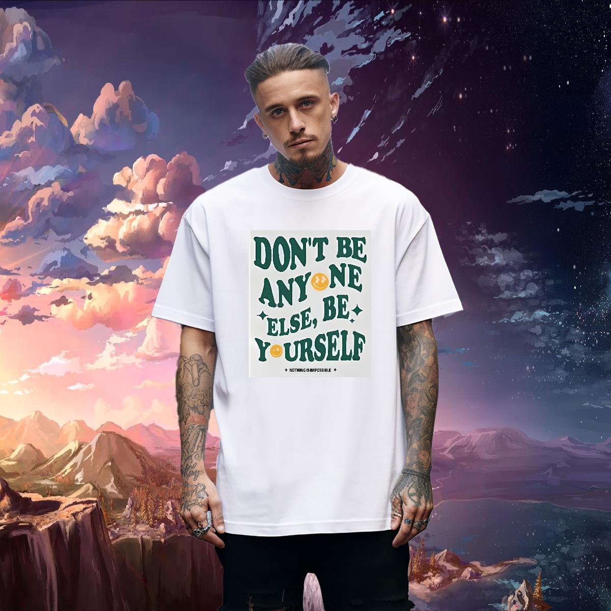 Stylist Mens T Shirts don't be any one else 100% Cotton 230g Skull Mens Tshirts Daily Outfit Cotton O Neck Short Sleeves Designer Tops