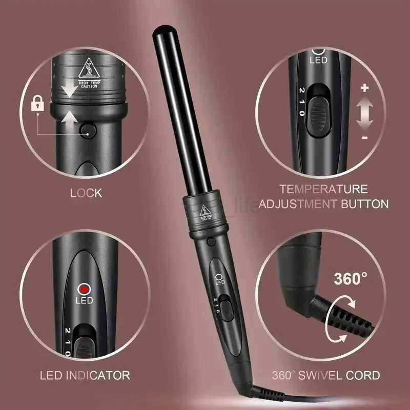 3-in-1 Hair Curling Iron 3 Interchangeable Barrels and LED Display -Professional Rapid Heating Waves Curl Wond Ceramic StylingCL240716