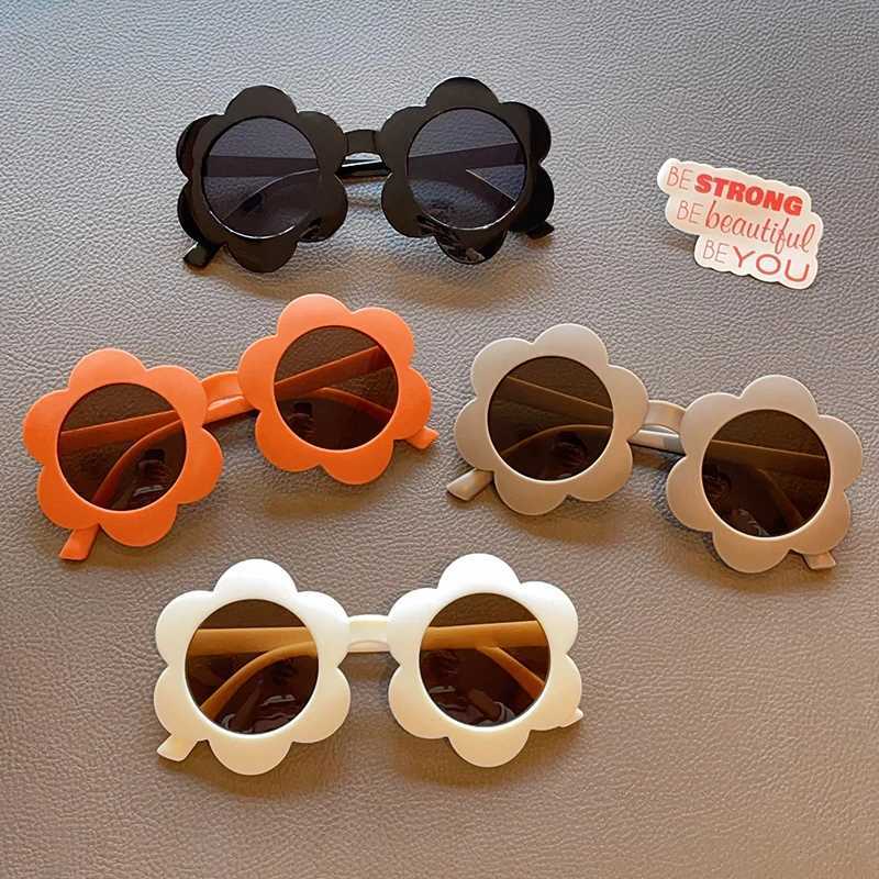 Sunglasses 2024 New Children Cute Solid Color Flower UV400 Sunglasses Fashion Round Girls Boys Sun Protection Sunglasses Kids Sun Glasses