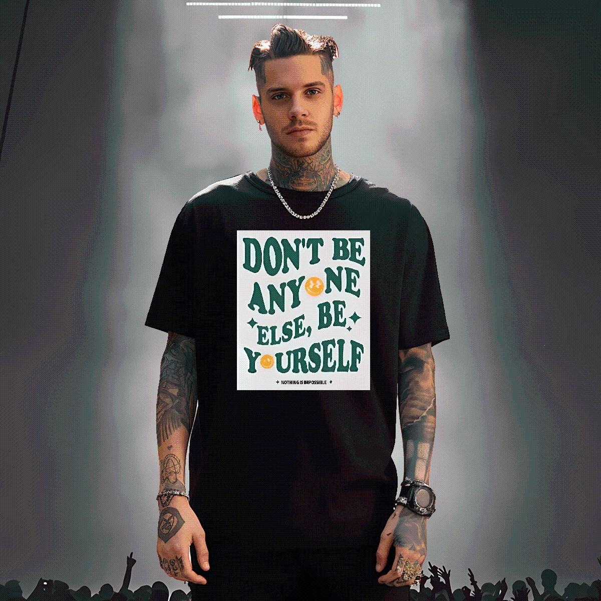 Loose Mens Tshirts nothing is impossible 100% Cotton 230g Round Neck Short Sleeve High Street Hip Hop T-Shirts for Men Plus Size Custom Fashion Casual