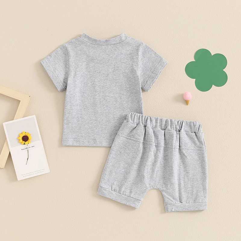 Clothing Sets 2024-04-01 Lioraitiin Toddler Boys Summer Outfits Letter Print Short Sleeve T-Shirts Tops Elastic Waist Shorts 2Pcs Clothes Set SER3