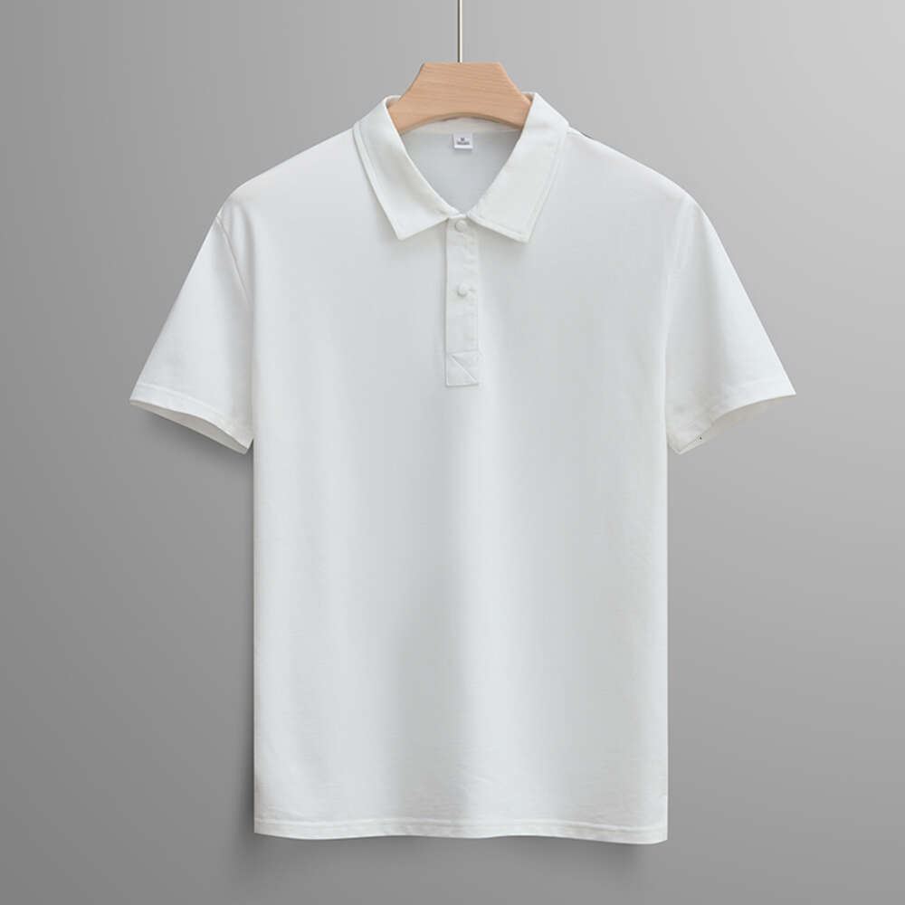 2023 Summer New Solid Color Polo Shirt Men's Simple Basic Thin Breathable Short Sleeve T-shirt