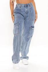 Wholesale Stacked High Quality 6 Pocket Tactical Jeans Cargo Womens Loose P