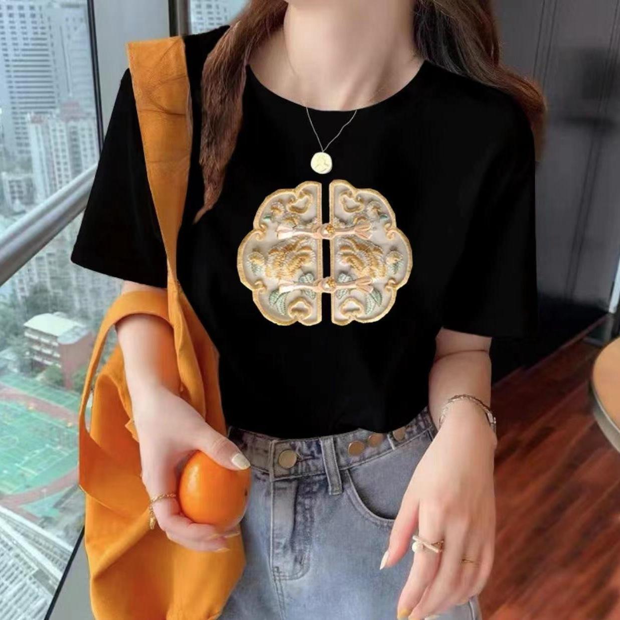 Women's Unique T-shirt 2024 Summer New Print Versatile Slimming Fashion Loose Casual Top