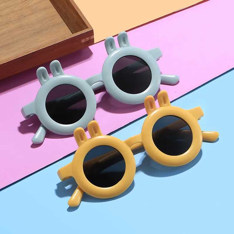 Sunglasses New Fashion Little Ear Rabbit Childrens Sunglasses Photography Ball Childrens Sunglasses Small Circle Baby Glasses
