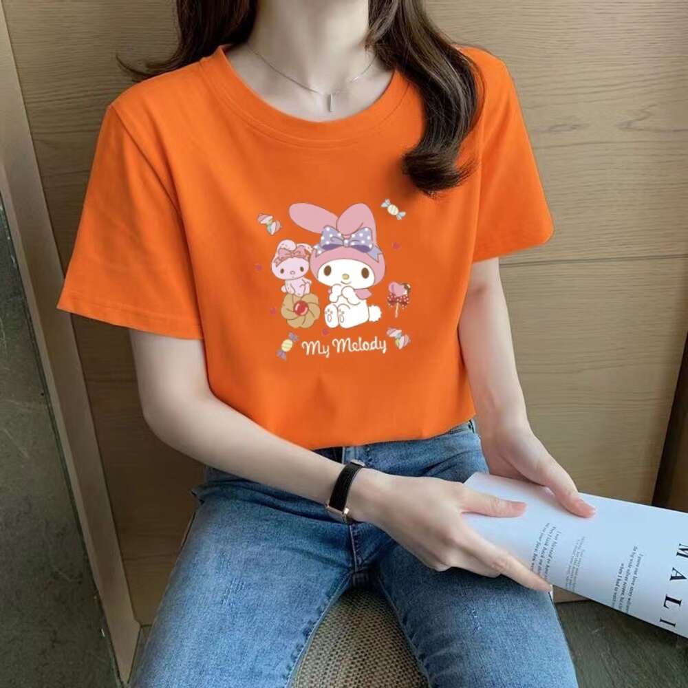 Korea t shirt for women top Short Sleeve tshirt woman Summer New White T-shirt Round Neck Loose Top Fashion T Shirt Women tops