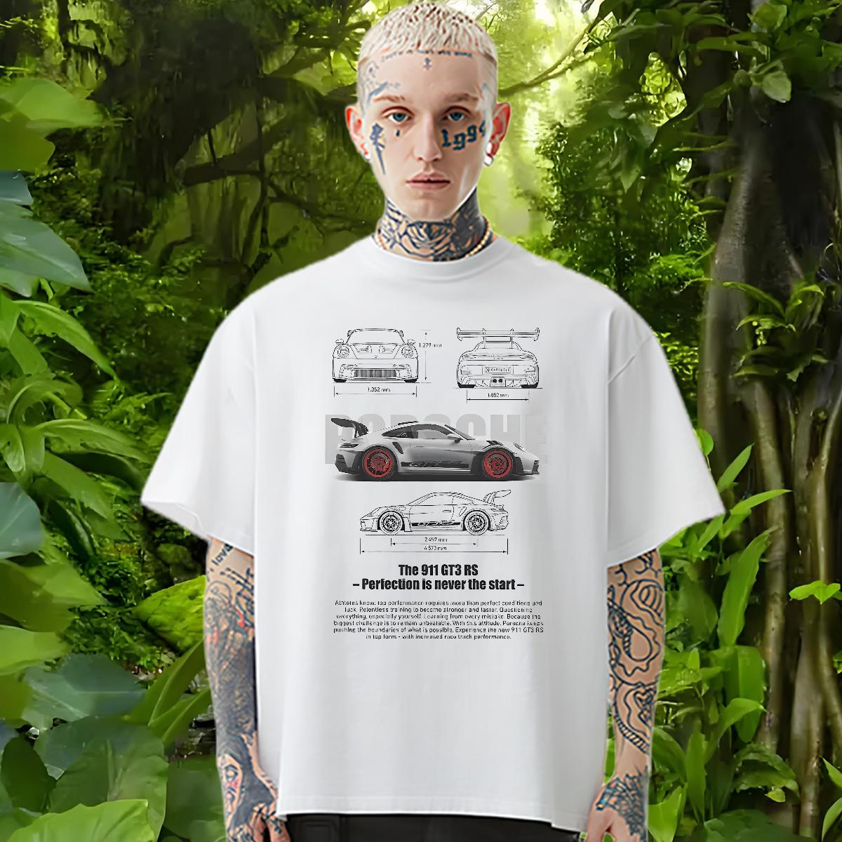 Classic T-Shirts for Men fashion 100% Cotton 230g DIY Anime Couples T Shirts Beach Breathable Crew Neck Cotton 5A Tops