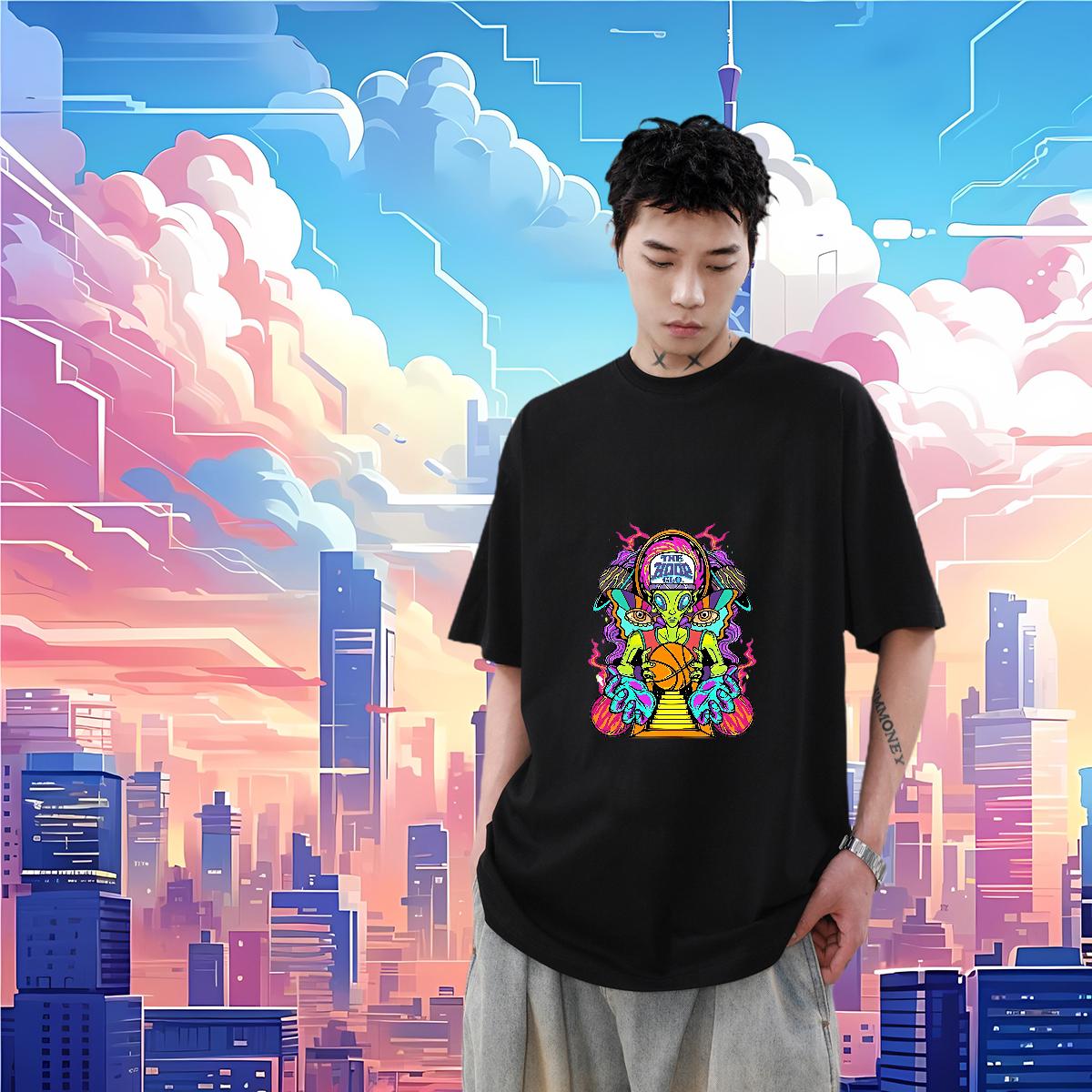 Soft Men Clothes T-Shirt Breathable Crew Neck Cotton High Street Hip Hop Man T Shirts Custom Printing DIY Customized Tees Shirts