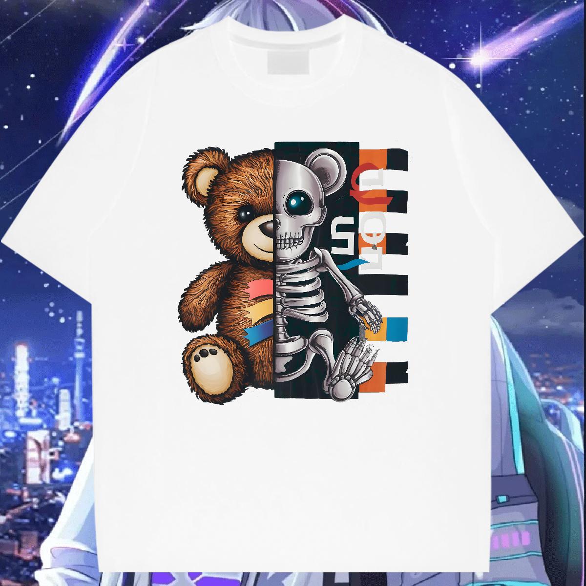 Fashion Design Man T Shirts bear 100% Cotton 230g DIY Printed Men Tees Street wear Hip Hop Breathable Short Sleeve Comfortable Clothes