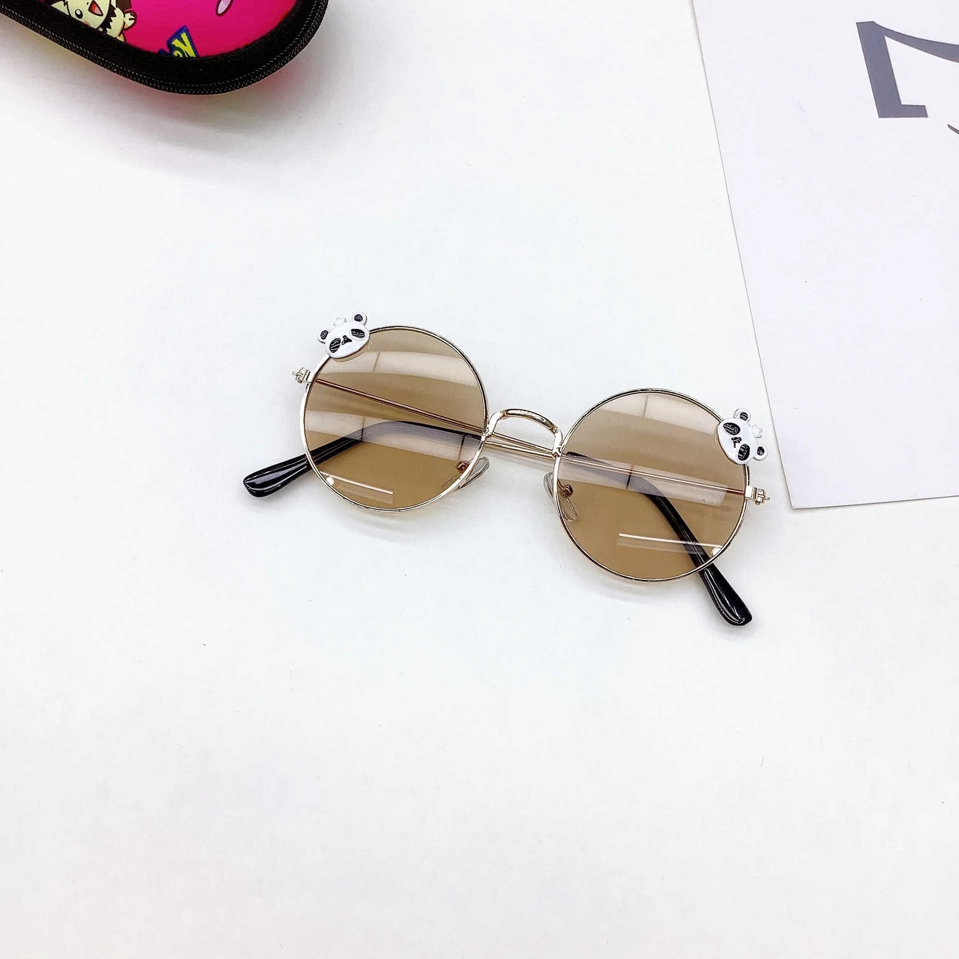 Sunglasses New Little Bear Childrens Sunglasses Fashion Round Frame Sunshade Sun Protection for Boys and Girls Sunglasses UV Protection