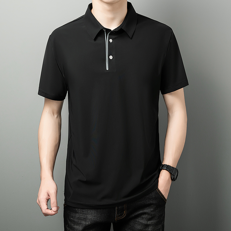 Men's Ice Silk Quick Drying Polo Shirt 2023 Summer New Short sleeved Casual Versatile Loose Paul T-shirt
