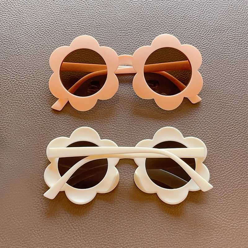 Sunglasses 2024 New Children Cute Solid Color Flower UV400 Sunglasses Fashion Round Girls Boys Sun Protection Sunglasses Kids Sun Glasses