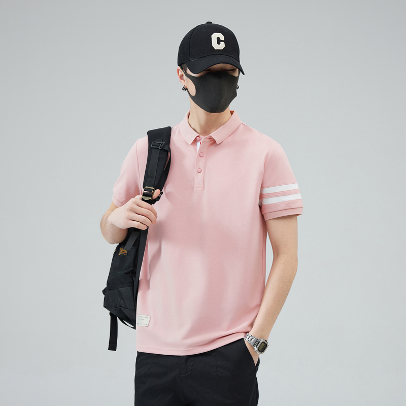 Summer new trendy polo shirt collar short sleeved t-shirt made of pure cotton elastic quality men's clothing