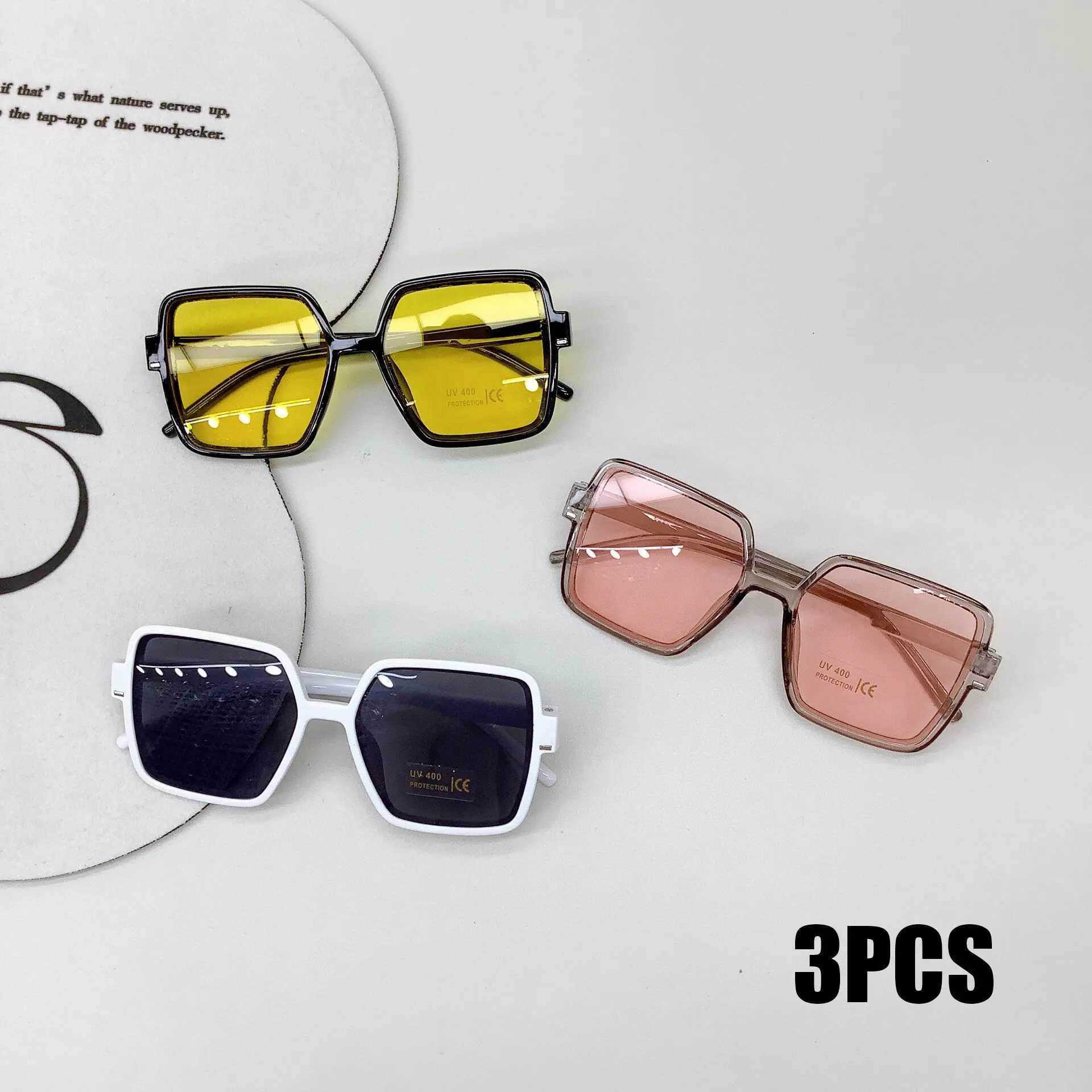 Sunglasses 3PCS Fashionable Square New Baby UV Resistant Sunglasses Color Shading Childrens Glasses