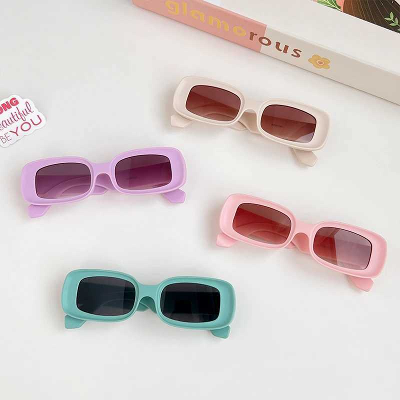 Sunglasses 2024 New Children Solid Rectangular Sunken Sunglasses Girls Boys Fashion Outdoor UV400 Protection Sunglasses Kids Sunglasses