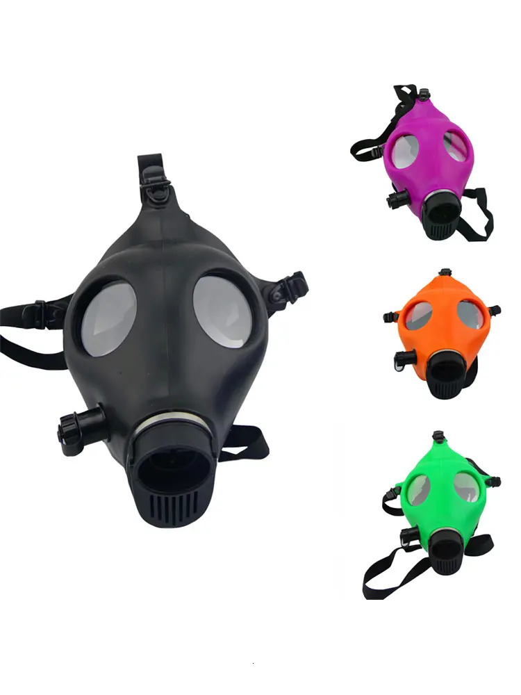 Silica Gel Gas Mask Fetish Latex Rubber Hood Breath Control Conquer Choking Headgear Cosplay Costume Party Wear 240712