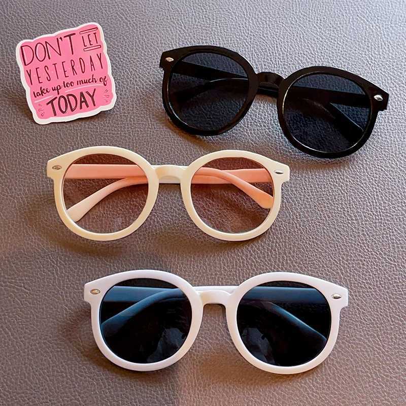 Sunglasses 2024 New Children Simple Solid Color Oval Sunglasses UV400 Girls Boys Fashion Outdoor Sun Protection Sunglasses Kids Sun Glasses