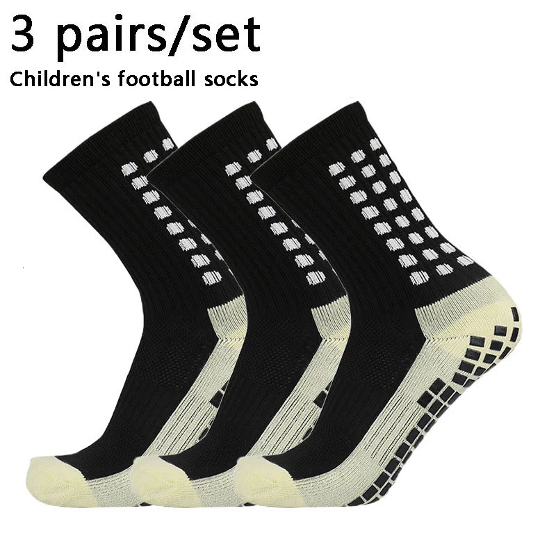3 pairs 3439 children breathable sports soccer socks square silicone nonslip grip football calcetines hombre 240715