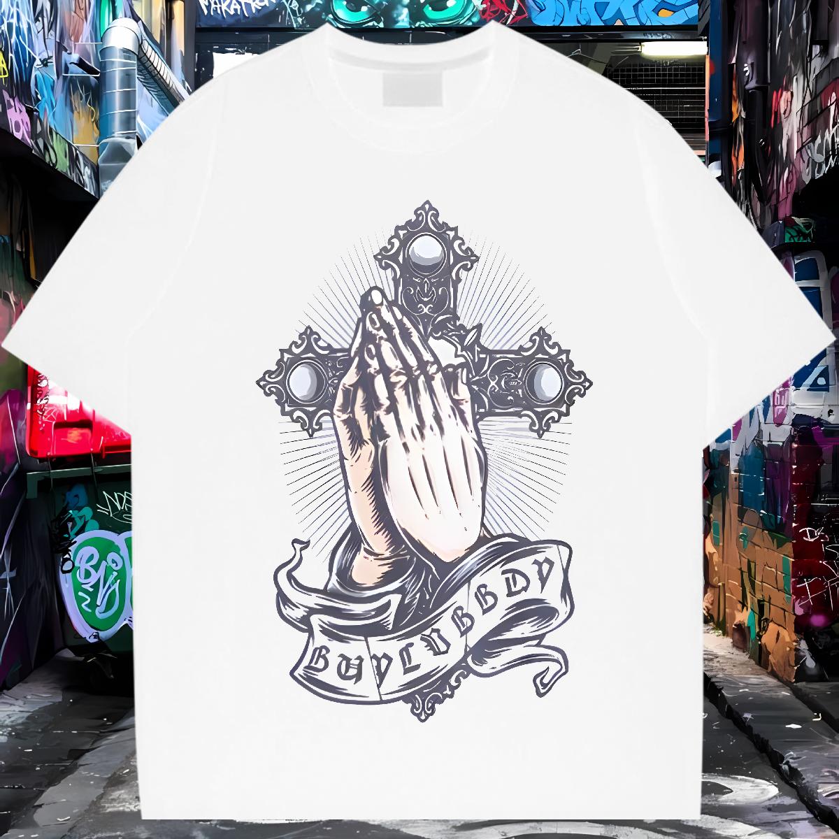 2024 DIY Men T Shirts CY240709131-PR 230g 100% Cotton Floral Print Hip Hop Street Tshirt for Man Woman Cotton Breathable Short Sleeve Loose Fit