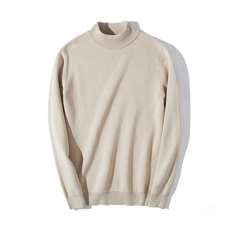Men Sweater Solid Pullovers Mock Neck Spring And Autumn Wear Thin Fashion Undershirt Size M to 4XL Clothing 240715