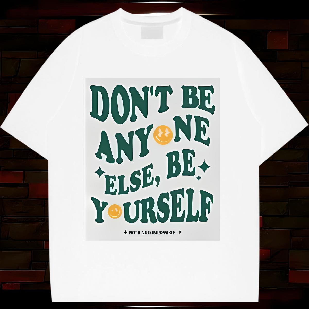 Stylist T Shirt For Woman Crew Neck Cotton Breathable don't be any one else 230g Cotton Beach Women Tees Cartoon Print Soft Polos