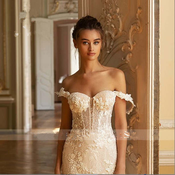 NOVIAS Mermaid Dresses For Women 2024 Sexy Off Shoulder Backless Sweetheart Appliques Lace Romantic Wedding Gown