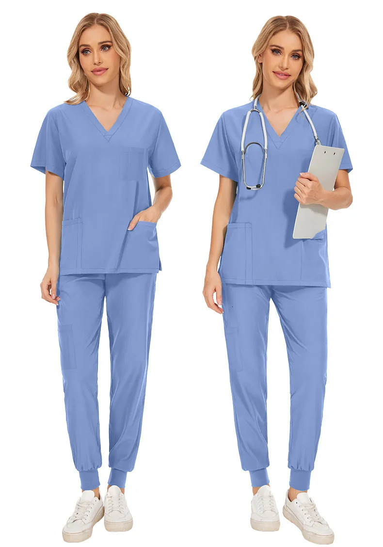 White Color Scrubs Set Women Men Hospital Uniforms Doctors Nurse Accessories Dental Clinic Beauty Salon Workwear Clothes 240715