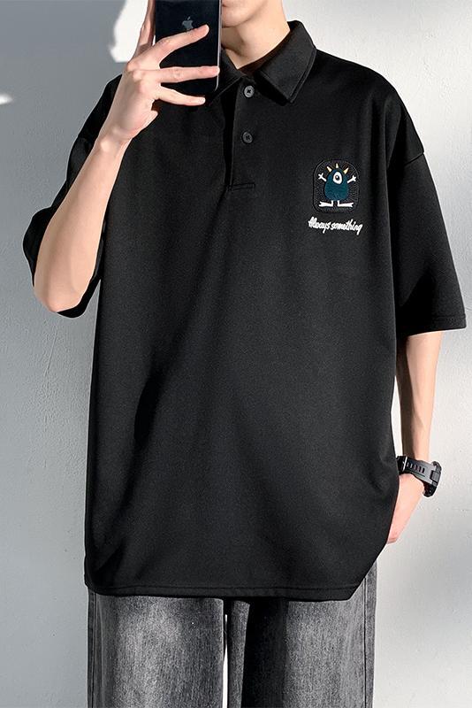 2024 Summer New Short sleeved Shirt Loose and Versatile Fashion Brand Simple Polo Neck T-shirt