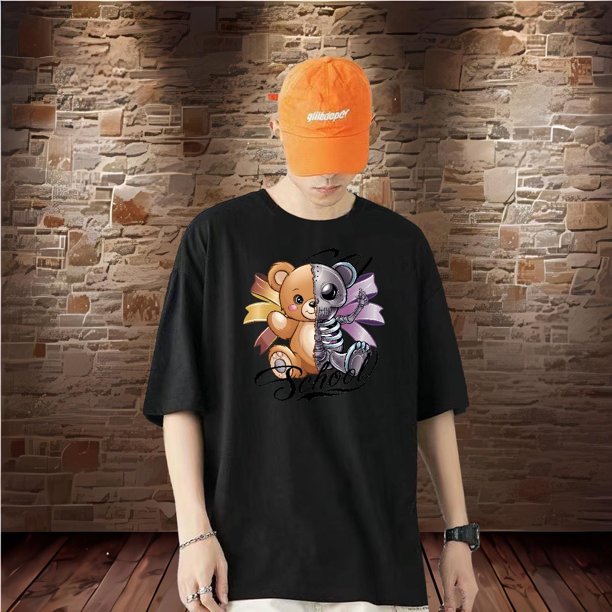 Cool Design T-Shirts bear 100% Cotton 230g Sports Casual Short Sleeve Cotton O-Neck Men Tshirts Designer Custom Cartoon Polos