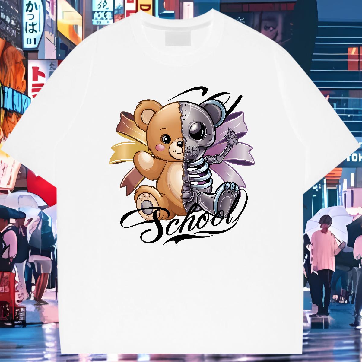 DIY Customized Men T Shirts bear 100% Cotton 230g White Plus Size Mens Tshirts Sport 180g Cotton 5A Tops