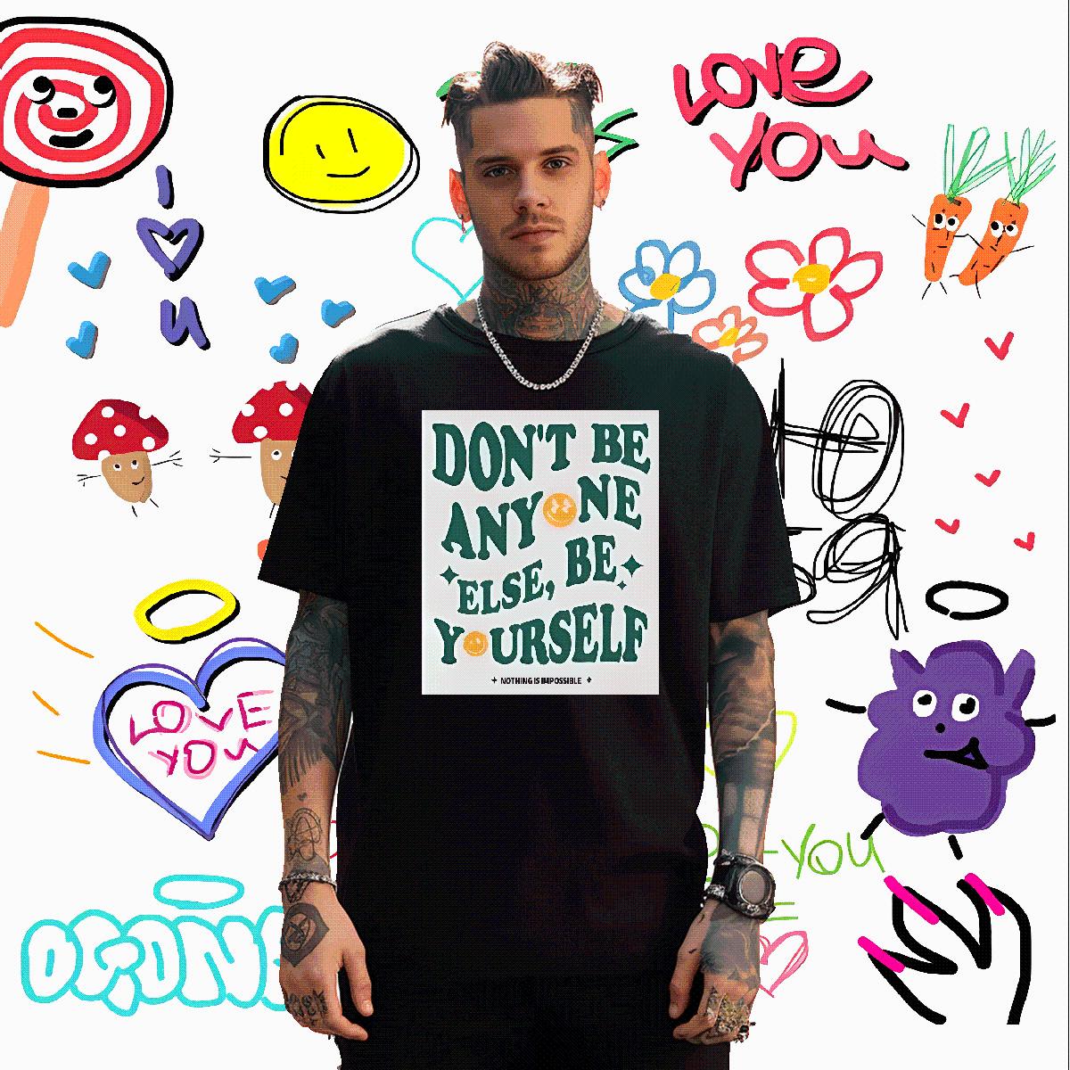 Brand Men Tops Tees nothing is impossible 230g 100% Cotton Short sleeve Cotton Soft Sports Casual Men T Shirts Anime Fashion Designer Tops Shirt