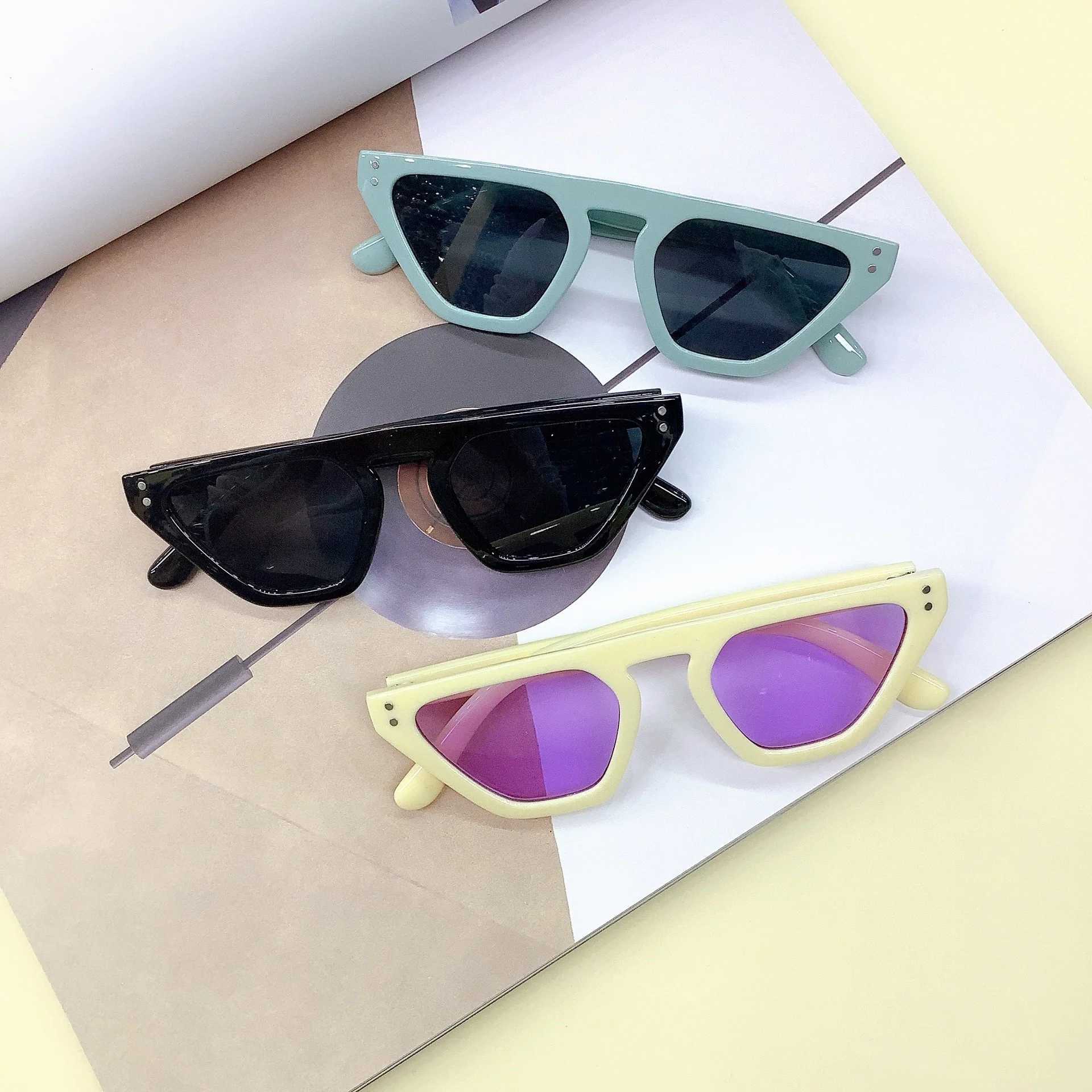 Sunglasses New fashion childrens sunglasses net red the same boys and girls sunglasses travel anti ultraviolet concave shaped glasses