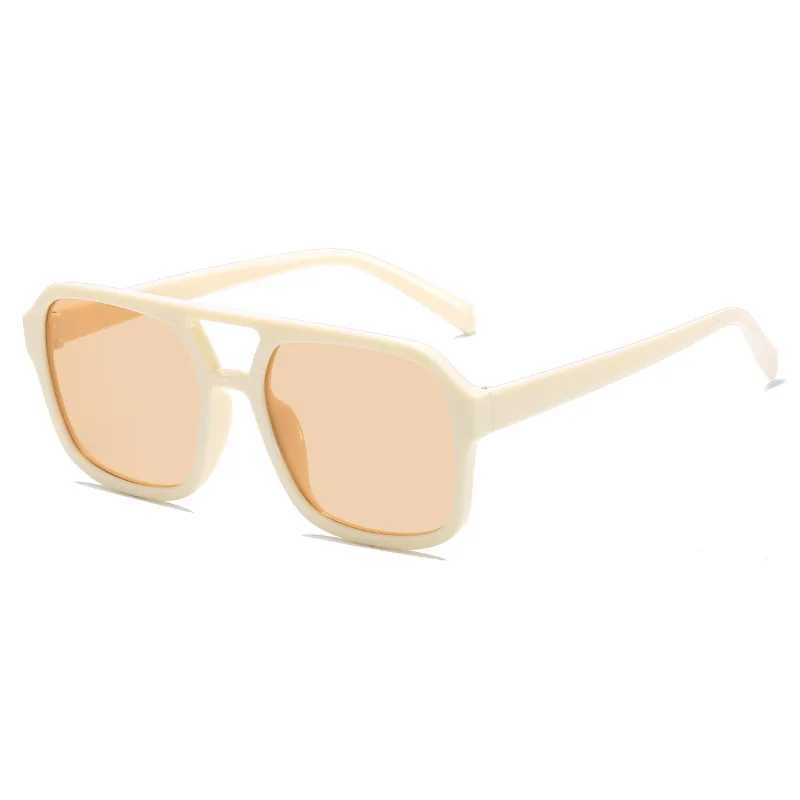 Sunglasses 3PCS New Candy Colored Double Beam Fashionable And Trendy Box Sunglasses UV Resistant Personalized Glasses