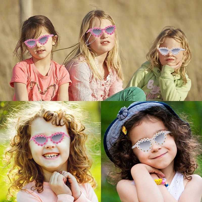Sunglasses 2023 Newest Children Colors Round Flower Cat Eye Shape Sunglasses Girls Boys UV400 Outdoor Protection Glasses Kids Sun Glasses