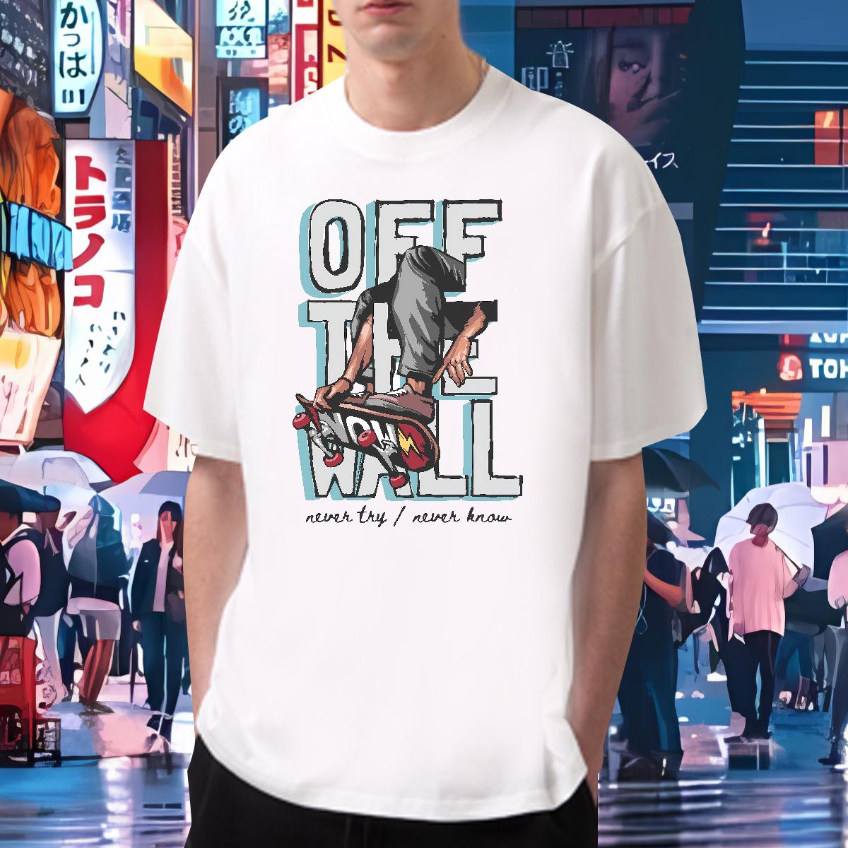 Casual New Men T Shirts Graffiti Art 100% Cotton 230g Graphic Anime Printing Street Men Tops Tees O-Neck Short Sleeve Cotton High Quality