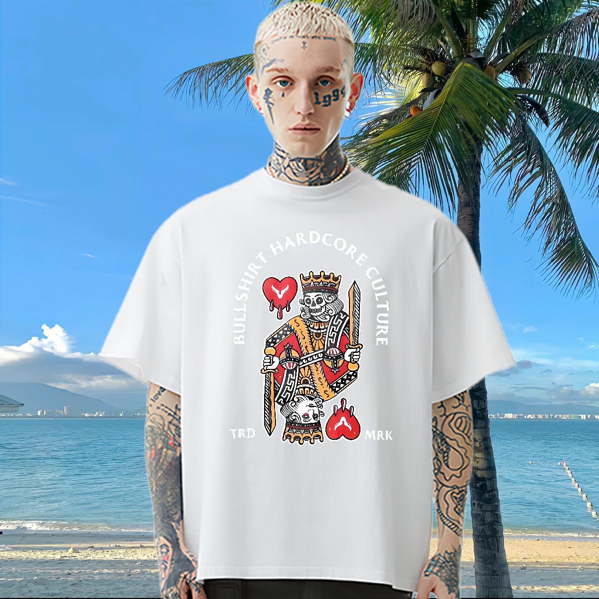 2024 T-Shirts fashion 100% Cotton 230g Cartoon Printing S-4XL High Street Hip Hop Men Clothes T-Shirt O-Neck Short Sleeve Cotton Loose