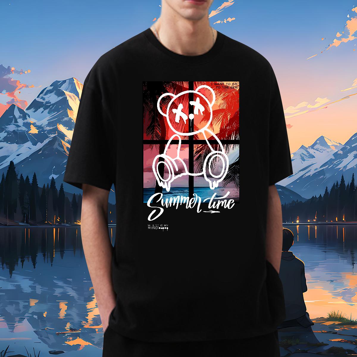 Loose Fit Couples T Shirts Graffiti Art 230g 100% Cotton Breathable Short Sleeve Home Outdoor Man T Shirts White Plus Size Classic Casual Wear