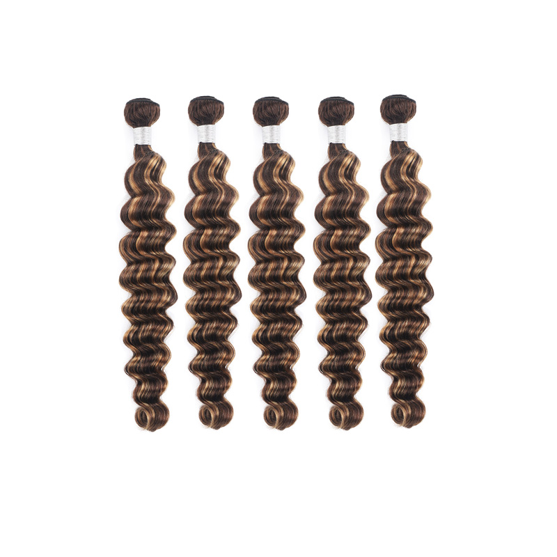 Loose Deep P4/27 Peruvian Brazilian Virgin Hair Wefts 2 Bundles With 4X4 Lace Closure Piano Color 3 PCS 10-30inch