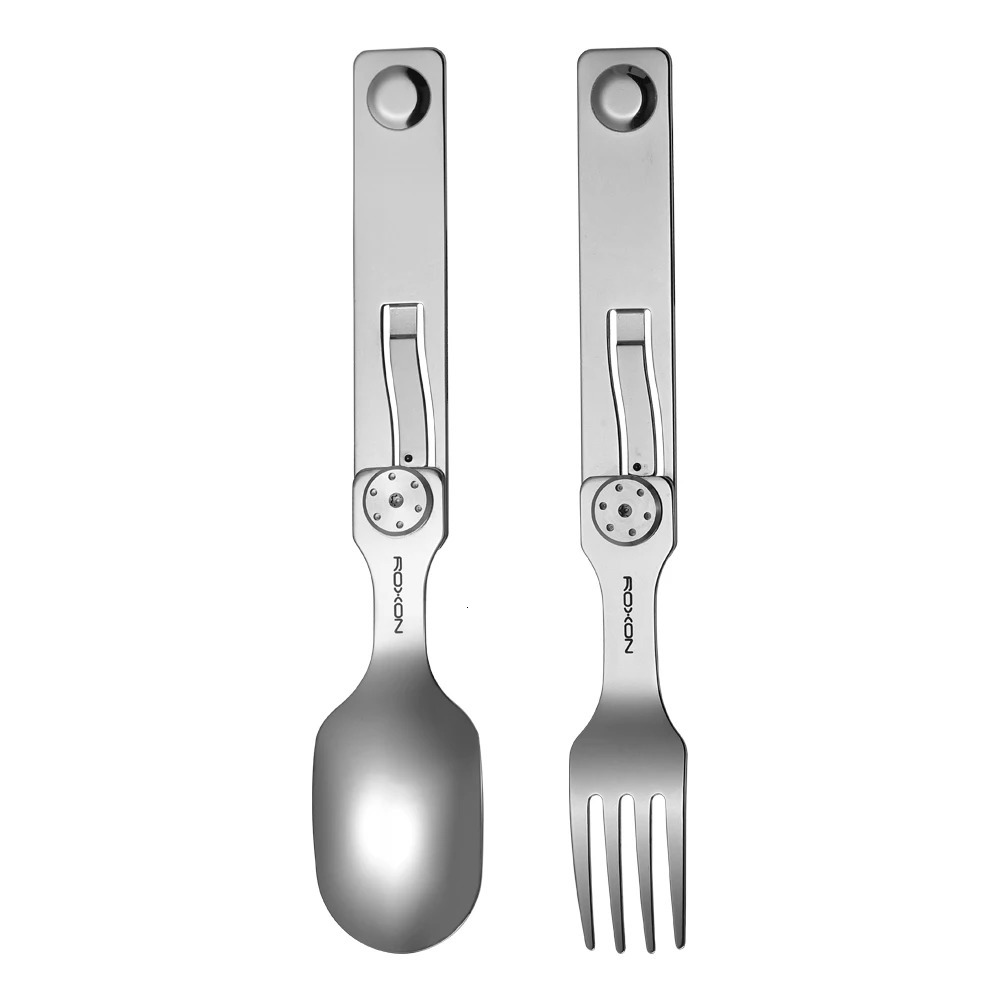 Roxon C2 Camping Utensil 2 in 1 Detachable Folding Cutlery with Fork Spoon for Outdoor Camping Hiking Easy to Carry Highly 240708