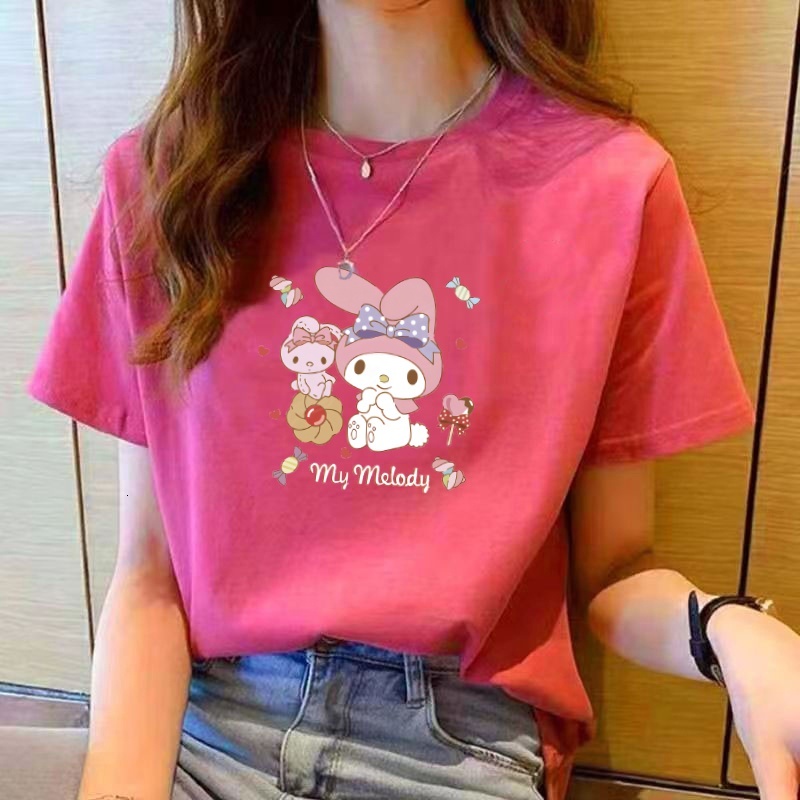 Korea t shirt for women top Short Sleeve tshirt woman Summer New White T-shirt Round Neck Loose Top Fashion T Shirt Women tops
