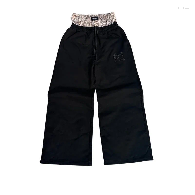 Mens Pants Streetwear Y2k Wide Leg Men Retro Double Waisted Sweatpants Embroidered Camouflage Pattern Trend Casual Unisex Baggy