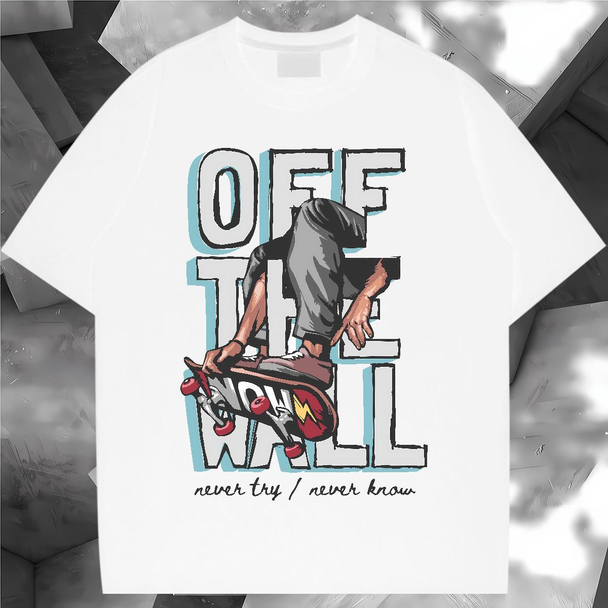 Loose Men Tops Tees Graffiti Art 230g Cotton Crew Neck Cotton Casual Beach T-Shirts Graphic Classic Tops Shirt