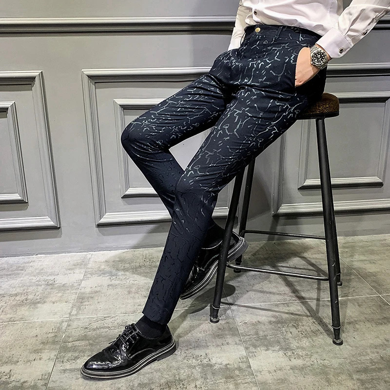 Classic Jacquard Suit Pants Spring Men Social Trousers Slim Business Casual Formal Pants Office Pants Suit Trousers Men 240708