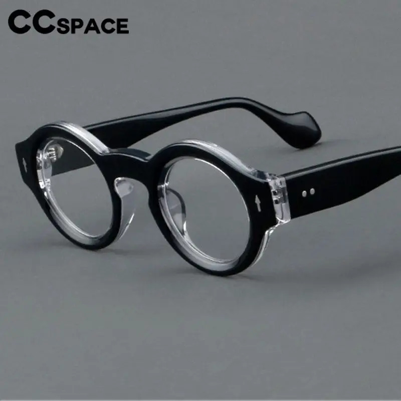 57359 Round Thicken Acetate Spectacle Frame Fashion Rivet Optical Glasses Men Lady Vintage Prescription Eyeglass 240712
