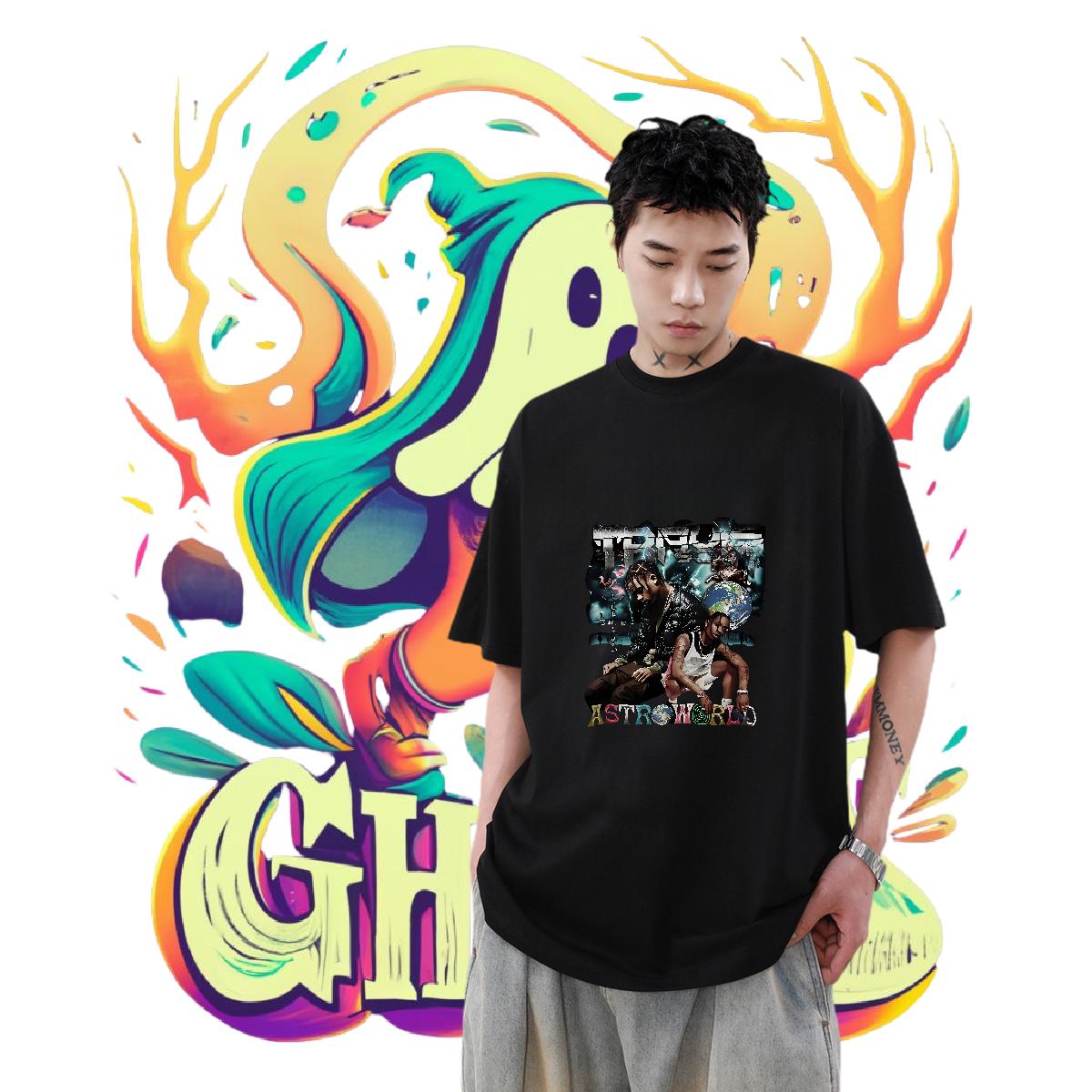 Wholesale Man T Shirts Black White Beach Couples T Shirts Crew Neck Cotton Cool