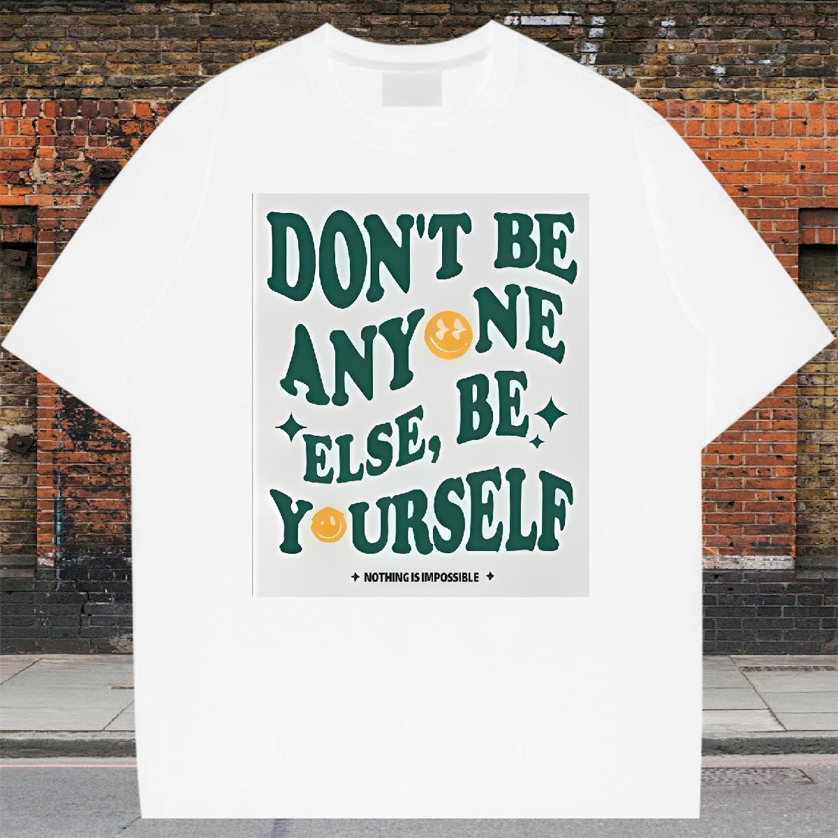 Casual New T-Shirts nothing is impossible 100% Cotton 230g Custom Anime Couples T Shirts Summer Casual Short Sleeve Cotton O-Neck Loose Fit Tops Tees