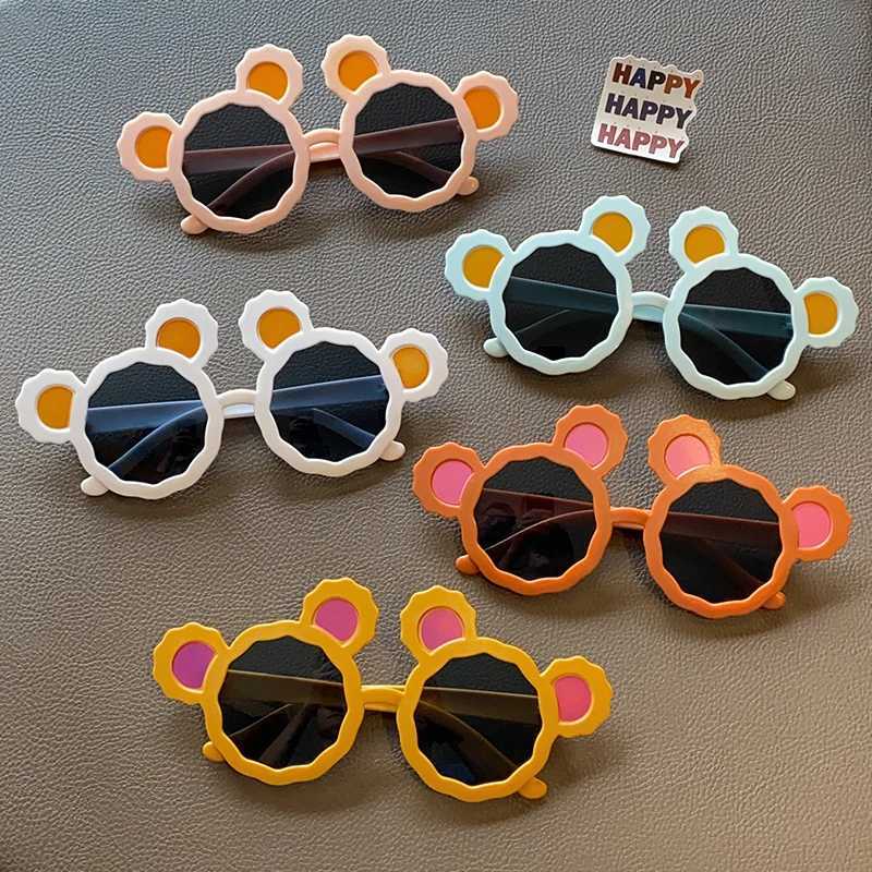 Sunglasses 2023 Baby Girls Lovely Colors Bear Ears Sunglasses UV400 Acrylic Fashion Children Outdoor Protection Sunglasses Kids Sun Glasses