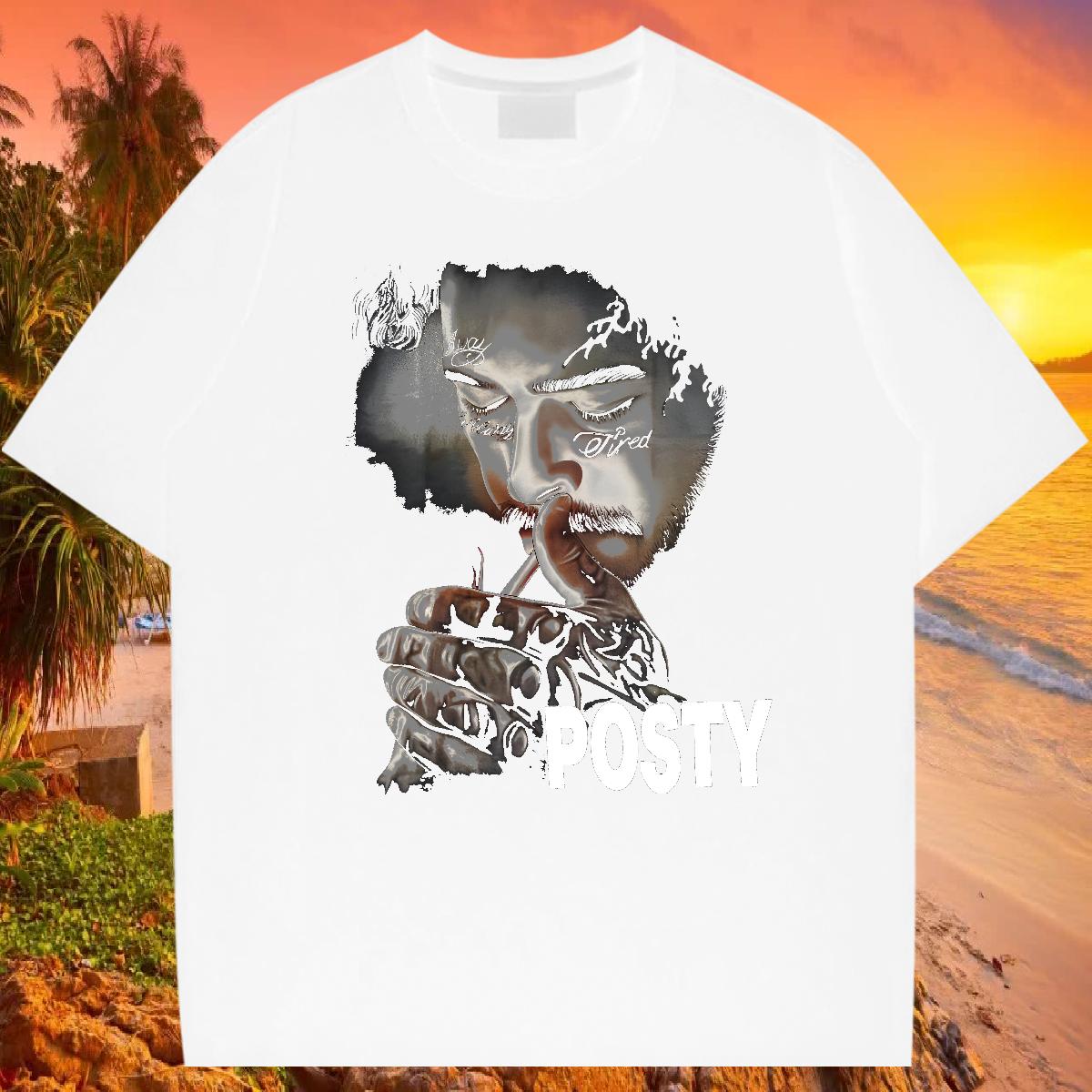 Classic Mens T Shirts ZCY-240626001 230g 100% Cotton Black White Hip Hop Men Tees Breathable Short Sleeve Loose Fit