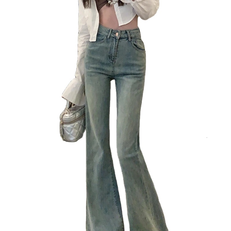 2024 New High Waist Micro Flared Jeans Women's Floor Sweeping Straight Wide leg Pants