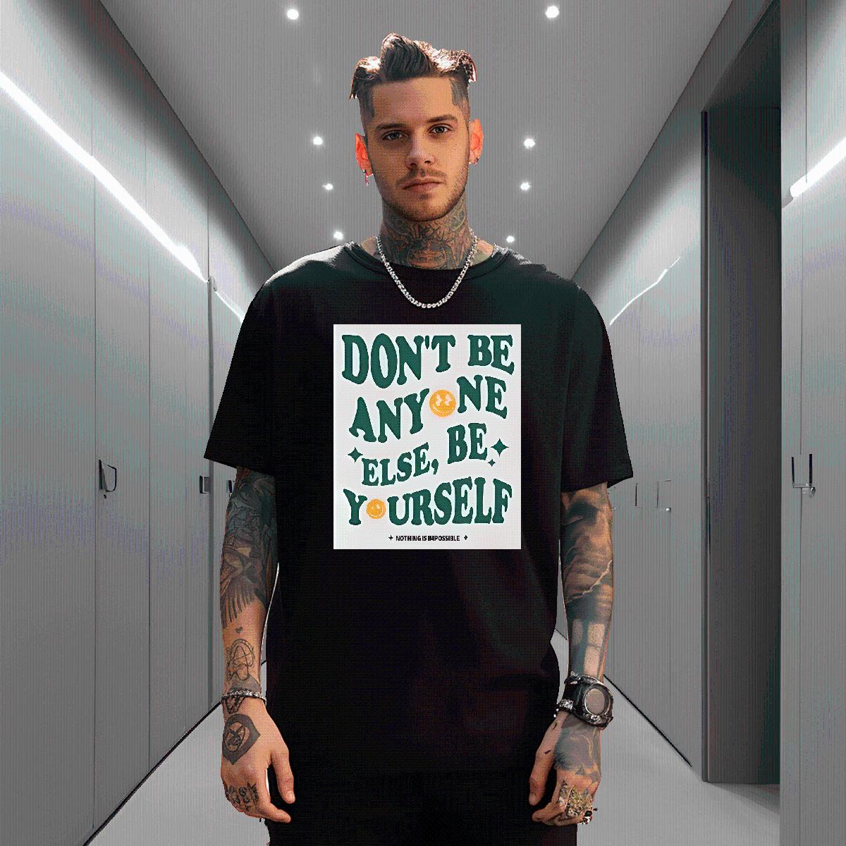 2024 Summer T-Shirts don't be any one else 230g 100% Cotton White Plus Size Men Tees Casual Beach Breathable Short Sleeve Unisex Tops Tees